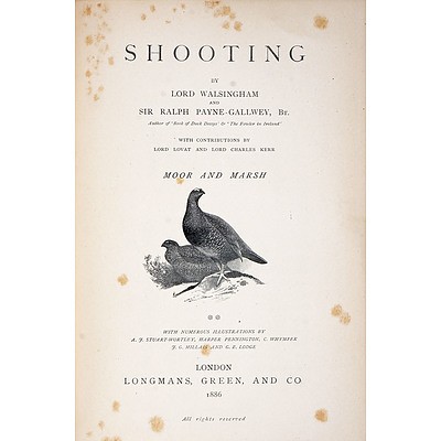 Four Antique Books from The Badminton Library, Longmans, Green & Co, 1886-1889, Includes Fishing Salmon and Trout, Hunting, Shooting Field and Covert, Shooting Moor and Marsh