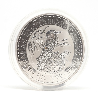1992 $10 Australian .999 Silver Kookaburra 10 oz Coin