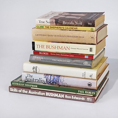 Quantity Books Related to Australian Pioneer History Including R. Edwards Skills of the Australian Bushman, T.F. Bride Letters from Victorian Pioneers and More