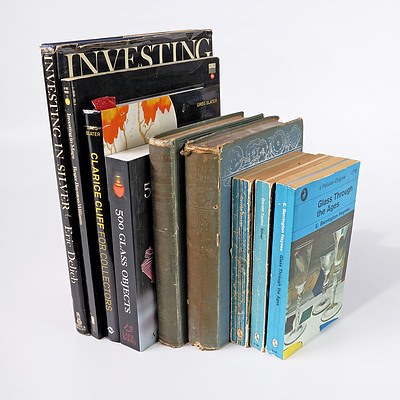 Quantity of Nine Books Relating to Antiques Including Clarice Cliff for Collectors by G. Slater, Investing in Silver by E. Delieb and More