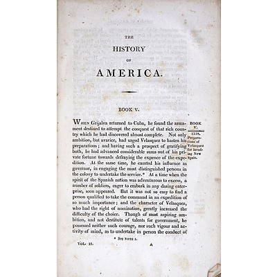 William Robertson, The History of America Volume II, London, 1778, Leather Bound with Gilt Embossing to Spine, Missing Cover