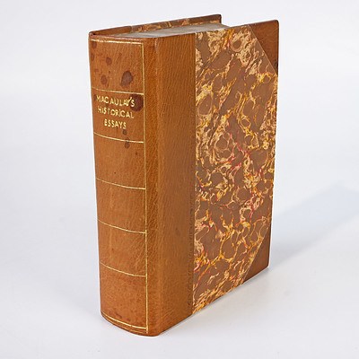 T. B. Macaulay, Critical and Historical Essays, Longman, Brown, Green & Longmans, 1851, Partial Leather Bound Hard Cover