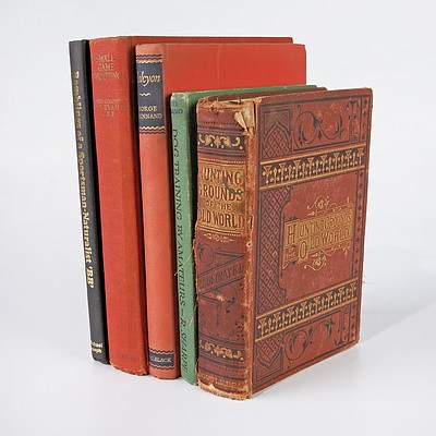 Five Hunting Related Books Including The Hunting Grounds of the Old World, 1871, Ramblings of a Sportsman-Naturalist by BB and More