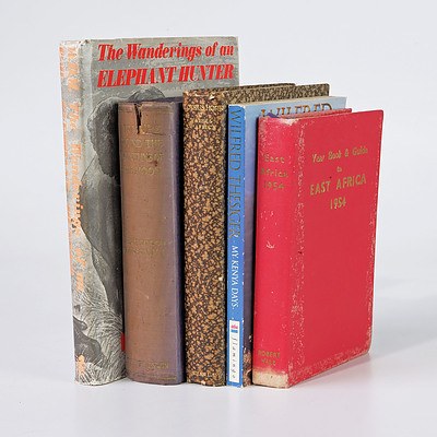 Quantity of Five Books Relating to Africa Including Travels Round the Mountains of the Moon by T. Broadwood Johnson, The Wanderings of an Elephant Hunter by W.D.M Bell and More