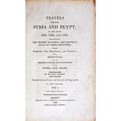M.C.F. Volney, Travels Through Syria and Egypt, C. Robinson, London, 1805, Leather Bound Gilt Embossed Hard Cover