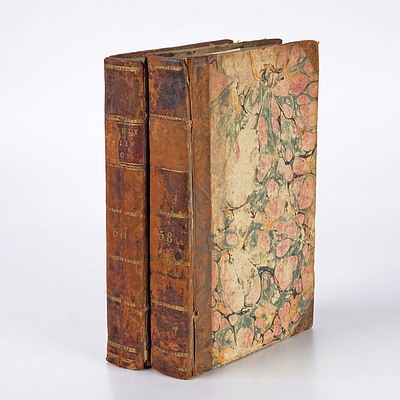 The Monthly Review, Becket & Porter, London, VolumeLX 1809, LVIII 1809, Leather and Marbled Paper Hard Covers
