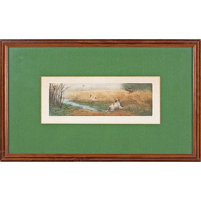 Two Raymond Madsen (Paris) Hand Coloured Etchings, Hunting Scenes
