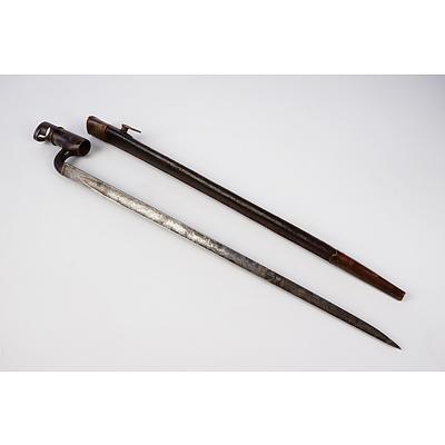 Antique Socket Bayonet and Scabbard, Late 19th Century