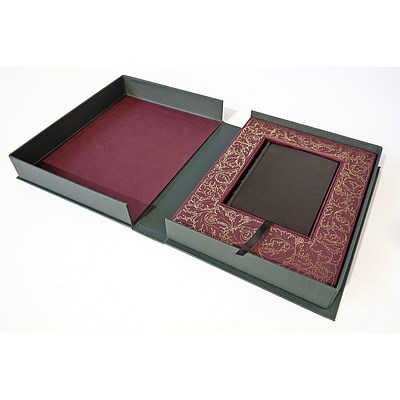 The William Morris Manuscript of the Odes of Horrace, Commentary by Clive Wilmer, Translated by W E Gladstone. The Folio Society, London 2014,Two Book Leather and Cloth Bound Hard Cover Set in Presentation Box