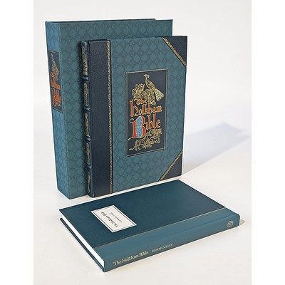 The Holkham Bible, Commentary by Michelle P Brown, The Folio Society, London, 2007,Two Book Leather and Cloth Bound Hard Cover Set in Presentation Box