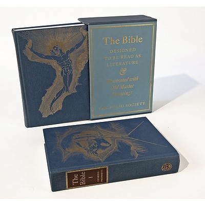 The Bible, Illustrated with Old Master Drawings, Folio Society, London,1997, Cloth Bound Hard Cover Two Book Set in Slip Case