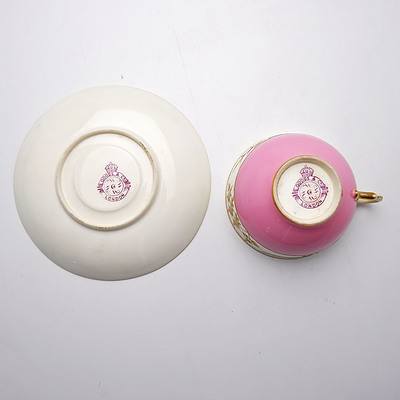 Two English C20th Royal Worcester China Teacups and Saucers and Goodes Co China Cup and Saucer