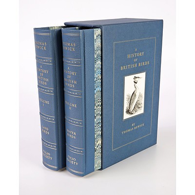 Thomas Bewick, A History of British Birds, Folio Society, London, 2010, Volume 1-2,Hard Cover Leather and Marbled Paper Bound in Slip Case