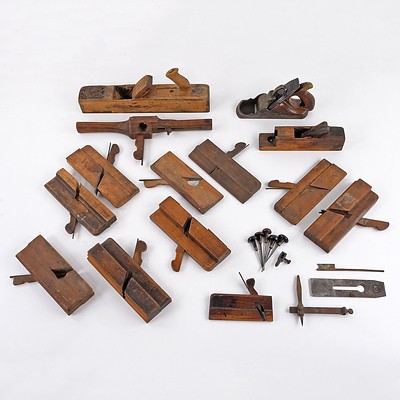Quantity Antique Quality Carpentry Tools Including Hand Planes, Awls and More