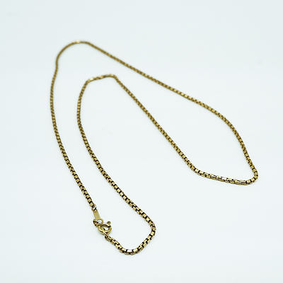 9ct Yellow Gold Box Link Necklace, 8 grams