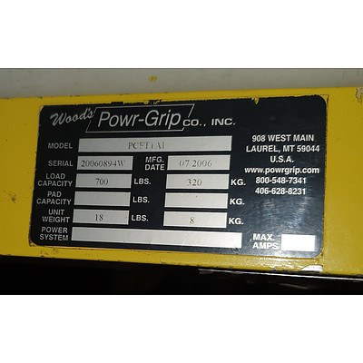 Pair of Wood's Power-Grip PCFT1A1 Glass Suction Lifters