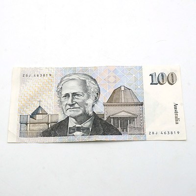 Australian $100 Fraser/ Johnston Note, ZBJ463819