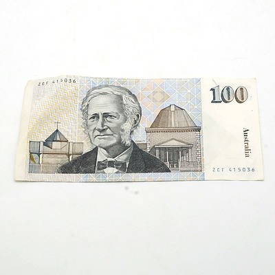 Australian $100 Fraser/ Johnston Note, ZCF415036