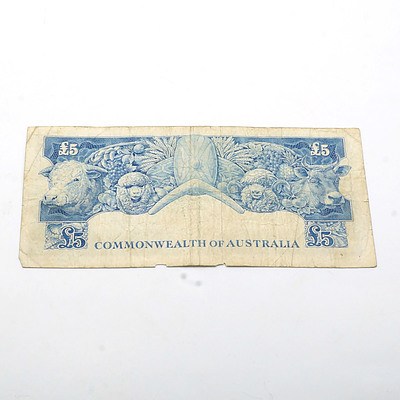 Commonwealth of Australia Coombs/Wilson Five Pound Note,TB56 238130