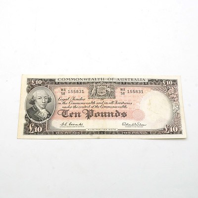 Commonwealth of Australia Coombs/ Wilson Ten Pound Note, WA155831