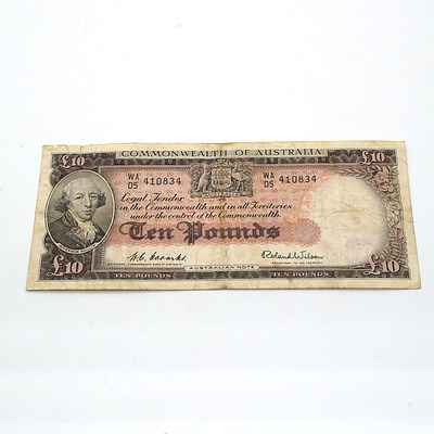 Commonwealth of Australia Coombs/Wilson Ten Pound Note WA05410834