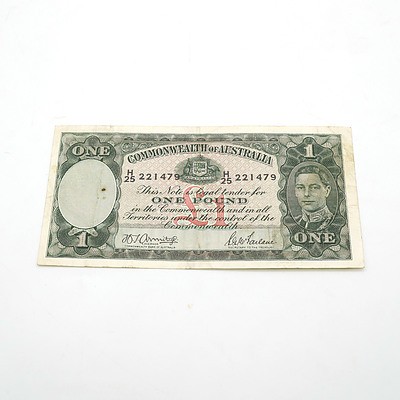 Commonwealth of Australia Armitage / McFarlane One Pound Note, H25 221479