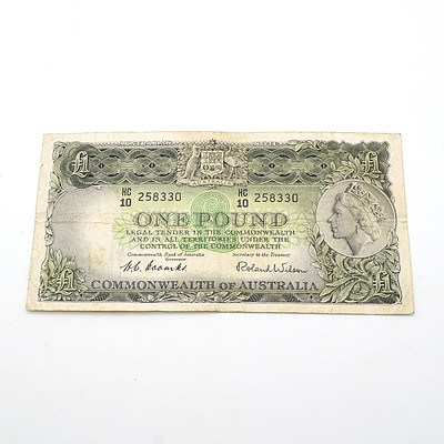 Commonwealth of Australia Coombs / Wilson One Pound Note, HC10 258330