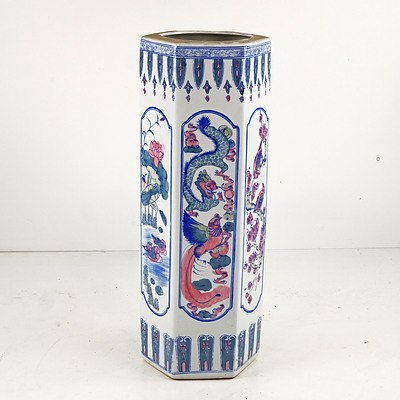 Chinese Ceramic Textured Umbrella Stand