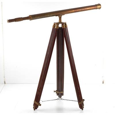 Antique Style Brass and Timber Ornamental Telescope