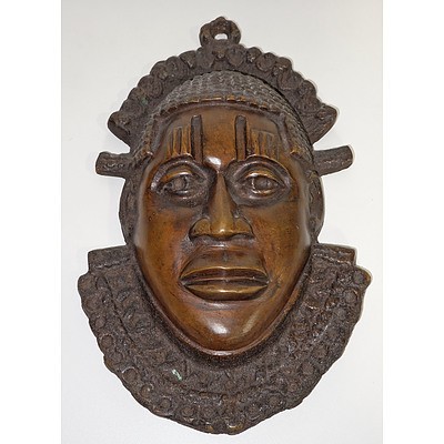 Heavy Cast Brass Nigerian Wall Mask
