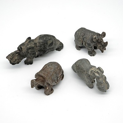Six Miniature Bronze African Figures and Six Small Nigerian Charms, plus Four Small Animal Figures