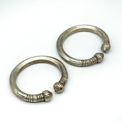 Two Indian Silver Ankle Bracelets Weighing 132g and 134g