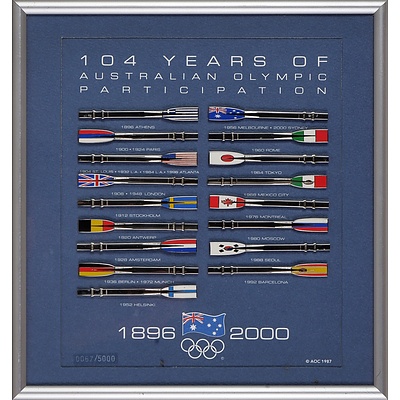Three Framed Presentations of Sydney Olympics Pins and Pictograms
