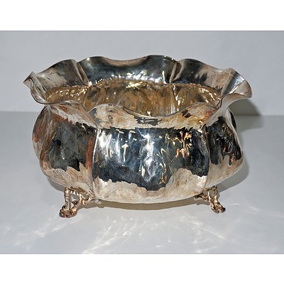 European Hammered Sterling Silver (925) Footed Bowl, 277g