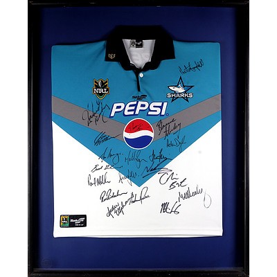 Framed and Signed Sharks Jersey, with 19 Signatures