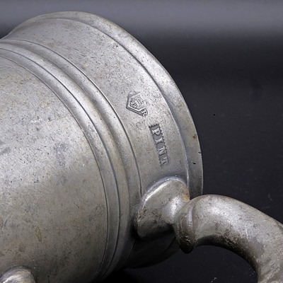 Monogrammed Victorian Pint Tankard with VR Verification Mark and Pub's Inscription to Base "Duke of ..."