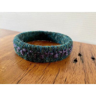 Upcycled bangle - forest green and purple
