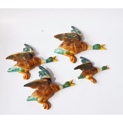 Set of Four Ceramic Flying Wall Ducks