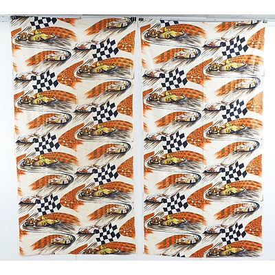 Pair Retro Racing Car Themed Curtains by Design Monza