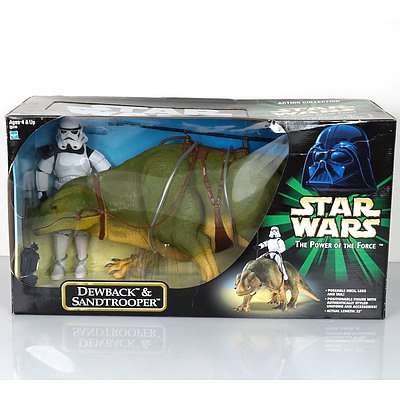 2000 Hasbro Star Wars The Power of the Force Dewback and Sandtrooper, New Old Stock