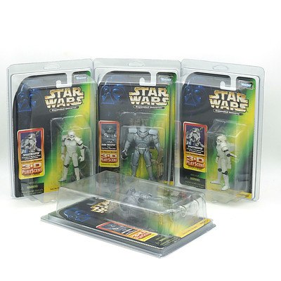 Four Kenner 1998 Star Wars Expanded Universe Figures, Including Space Trooper and Dark Trooper, New Old Stock