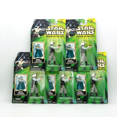 Five Hasbro 2001 Star Wars Power of the Jedi Rebel Trooper, New Old Stock