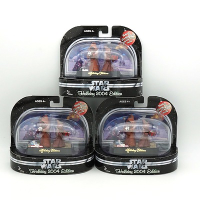 Three Hasbro 2004 Star Wars Jawas Holiday Figure, Fan Club Edition, New Old Stock