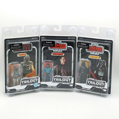 Hasbro 2004 Star Wars The Original Trilogy Collection Boba Fett, Lando Calrissian, and Darth Vader, New Old Stock