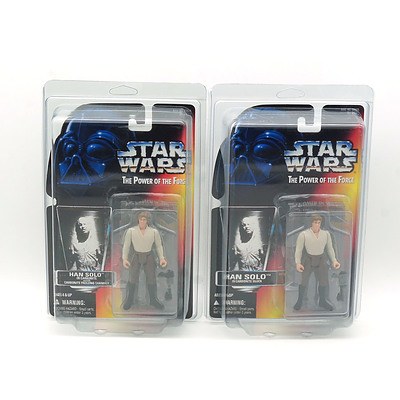 Two Kenner 1996 Star Wars The Power of the Force Han Solo in Carbonite Block, New Old Stock