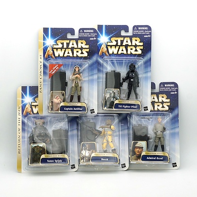 Five Hasbro 2004 Star Wars Figures, Including Bossok, Captain Antilles, Tie Fighter Pilot and More, New Old Stock