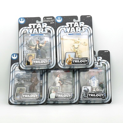Five Hasbro 2004 Star Wars The Original Trilogy Collection Figures, Including Han Solo, Princess Leia, C-3PO and More, New Old Stock