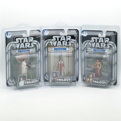 Hasbro 2004 Star Wars The Original Trilogy Collection Three Versions of Princess Leia, New Old Stock