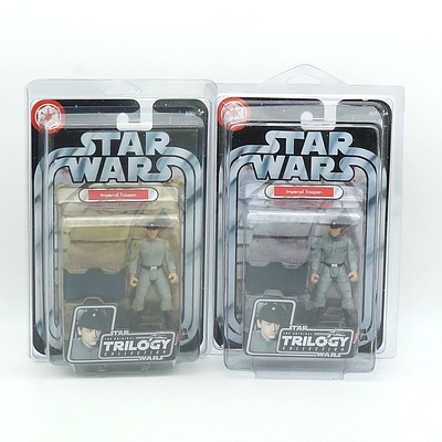Two Hasbro 2004 Star Wars The Original Trilogy Collection Imperial Trooper, with Yellow Plastic Cover Variation, New Old Stock