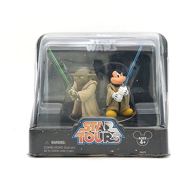  Hasbro / Disney 2005 Star Wars Star Tours Jedi Mickey and Yoda, New Old Stock